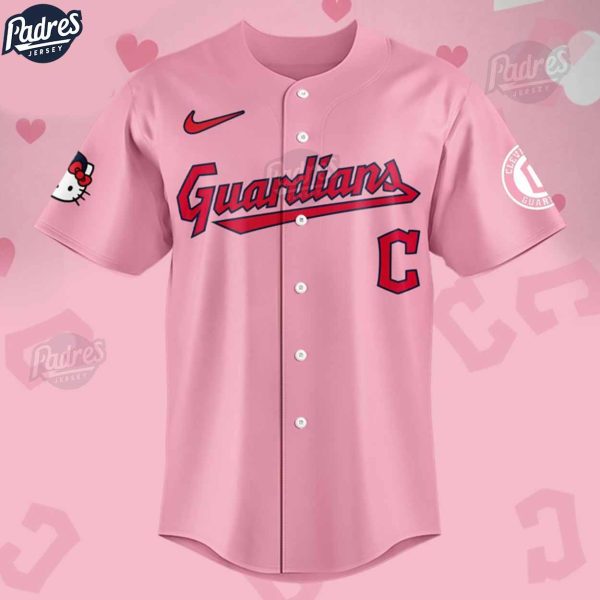 Cleveland Guardians Hello Kitty Pink Baseball Jersey 2