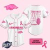 Custom Arkansas Razorbacks Breast Cancer Baseball Jersey 1