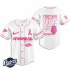 Custom Arkansas Razorbacks Breast Cancer Baseball Jersey 2