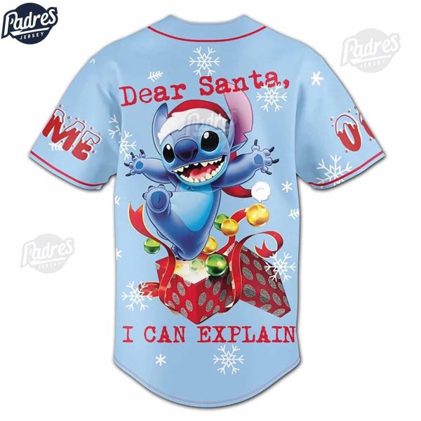 Custom Dear Santa Stitch Christmas Baseball Jersey 3