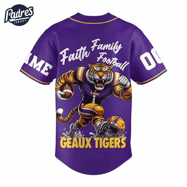 Custom Faith Family Lsu Tigers Football Baseball Jersey 4