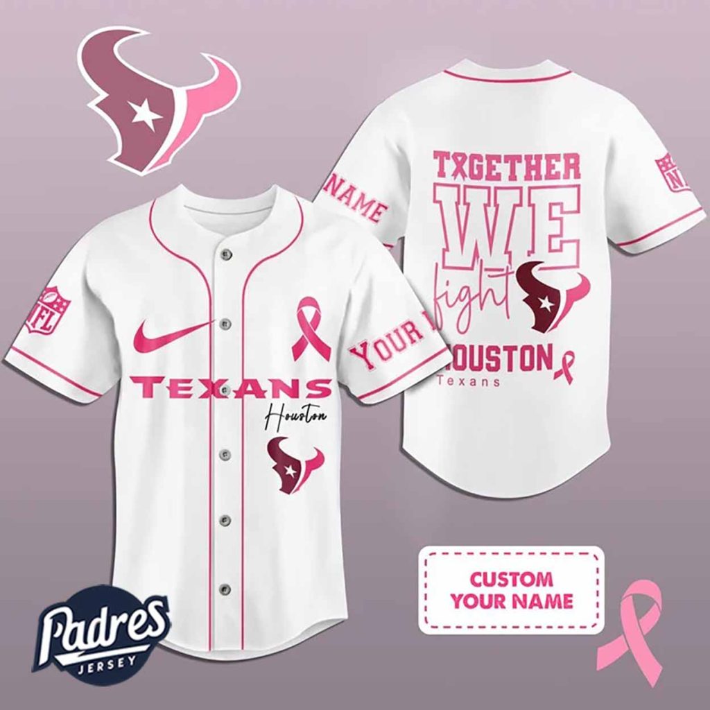 Custom Houston Texans Breast Cancer Baseball Jersey