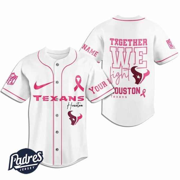 Custom Houston Texans Breast Cancer Baseball Jersey 2