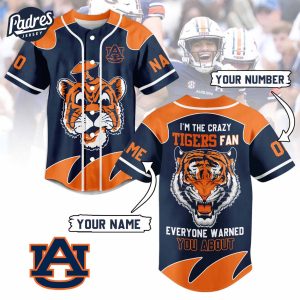 Custom I Am The Crazy Tigers Fan Auburn Tigers Football Baseball Jersey 1