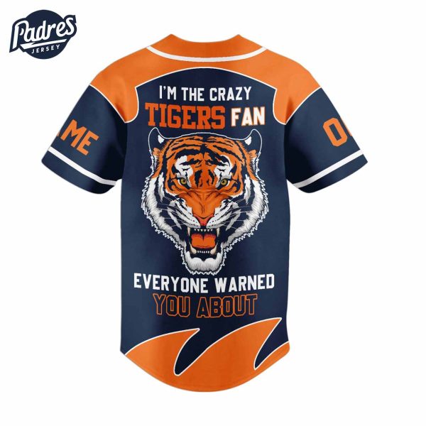 Custom I Am The Crazy Tigers Fan Auburn Tigers Football Baseball Jersey 2