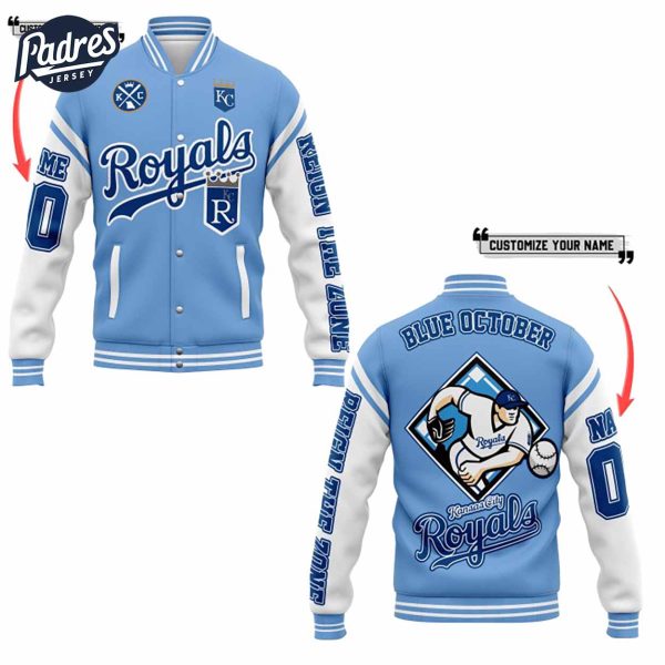 Custom MLB Blue October Kansas City Royals Baseball Jacket 1