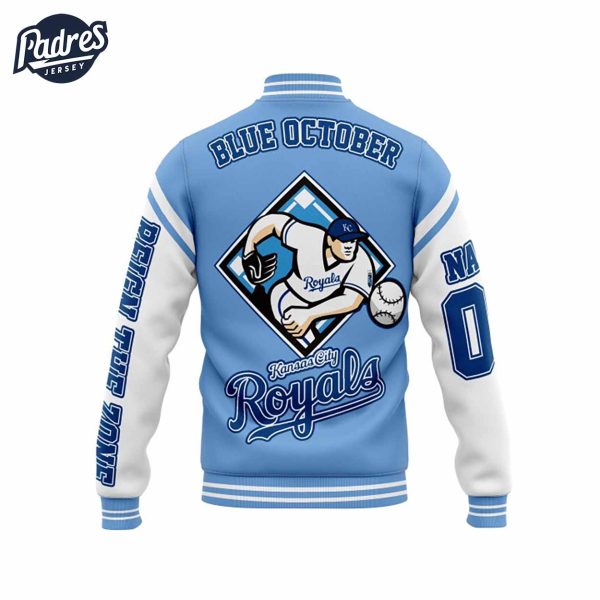 Custom MLB Blue October Kansas City Royals Baseball Jacket 3