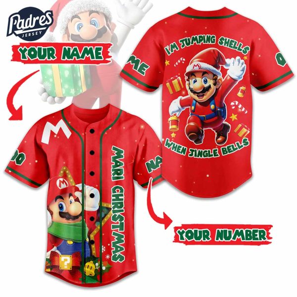 Custom Mario Christmas baseball Jersey Mari Christmas Im Jumping Shell When Jingle Bell 1