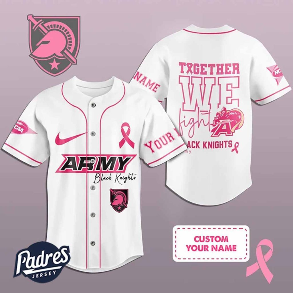 Custom NCAA Army Black Knights Breast Cancer Baseball Jersey