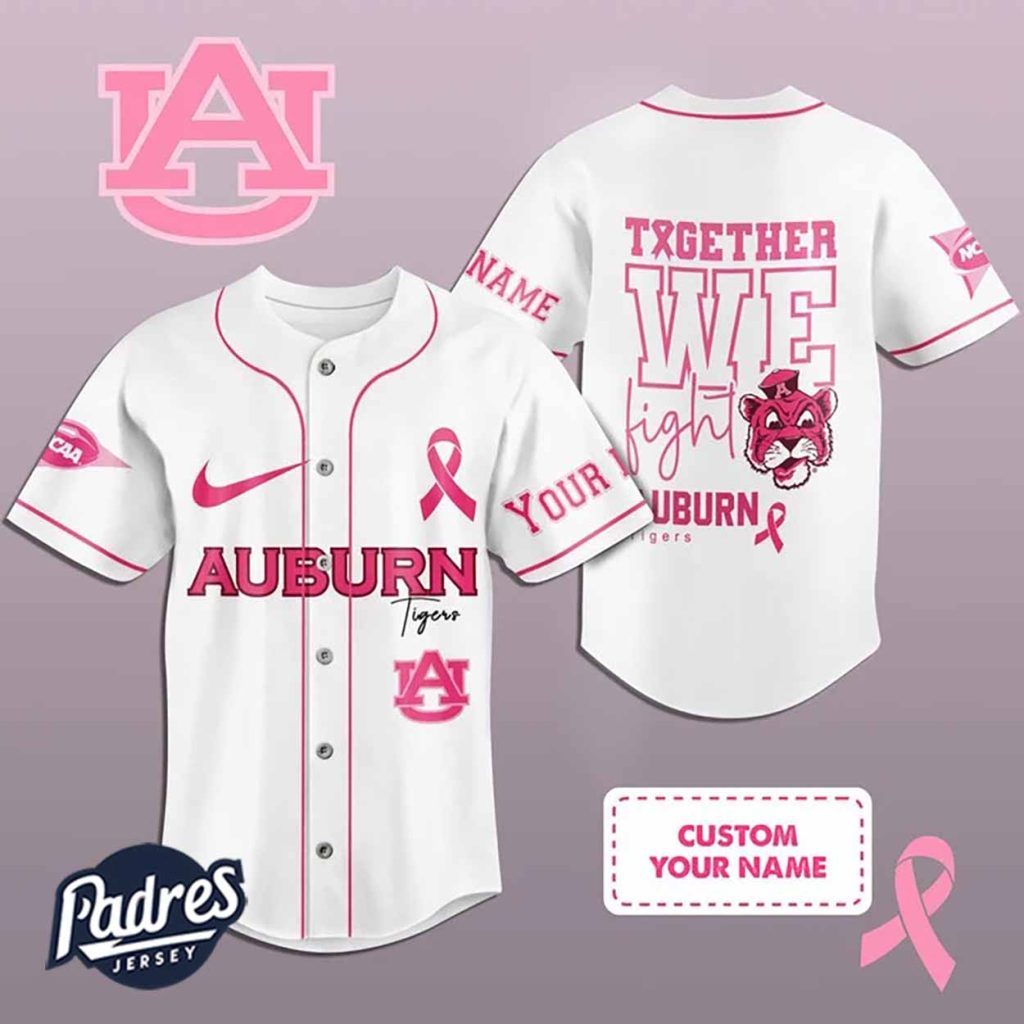 Custom NCAA Auburn Tigers Breast Cancer Baseball Jersey