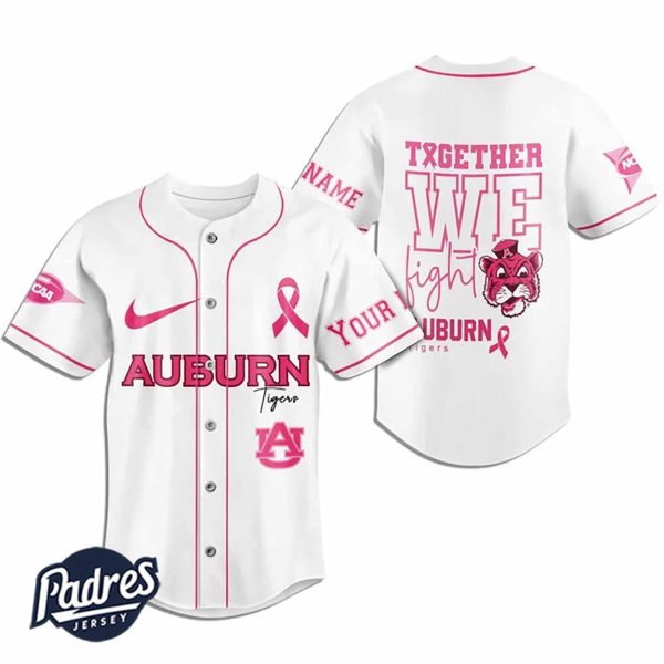 Custom NCAA Auburn Tigers Breast Cancer Baseball Jersey 2