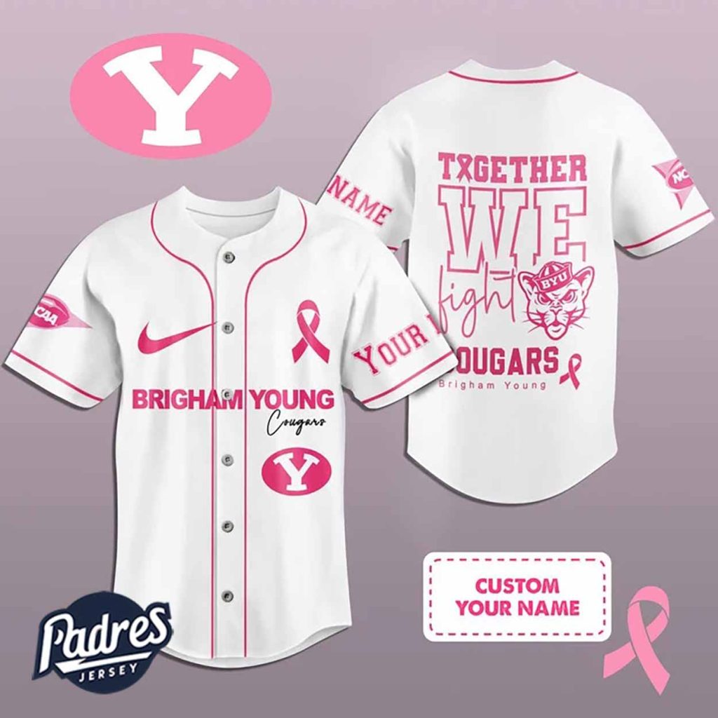 Custom NCAA BYU Cougars Breast Cancer Baseball Jersey