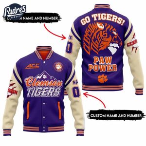 Custom NCAA Clemson Tigers Baseball Jacket 1