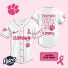 Custom NCAA Clemson Tigers Breast Cancer Baseball Jersey 1