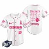 Custom NCAA Clemson Tigers Breast Cancer Baseball Jersey 2