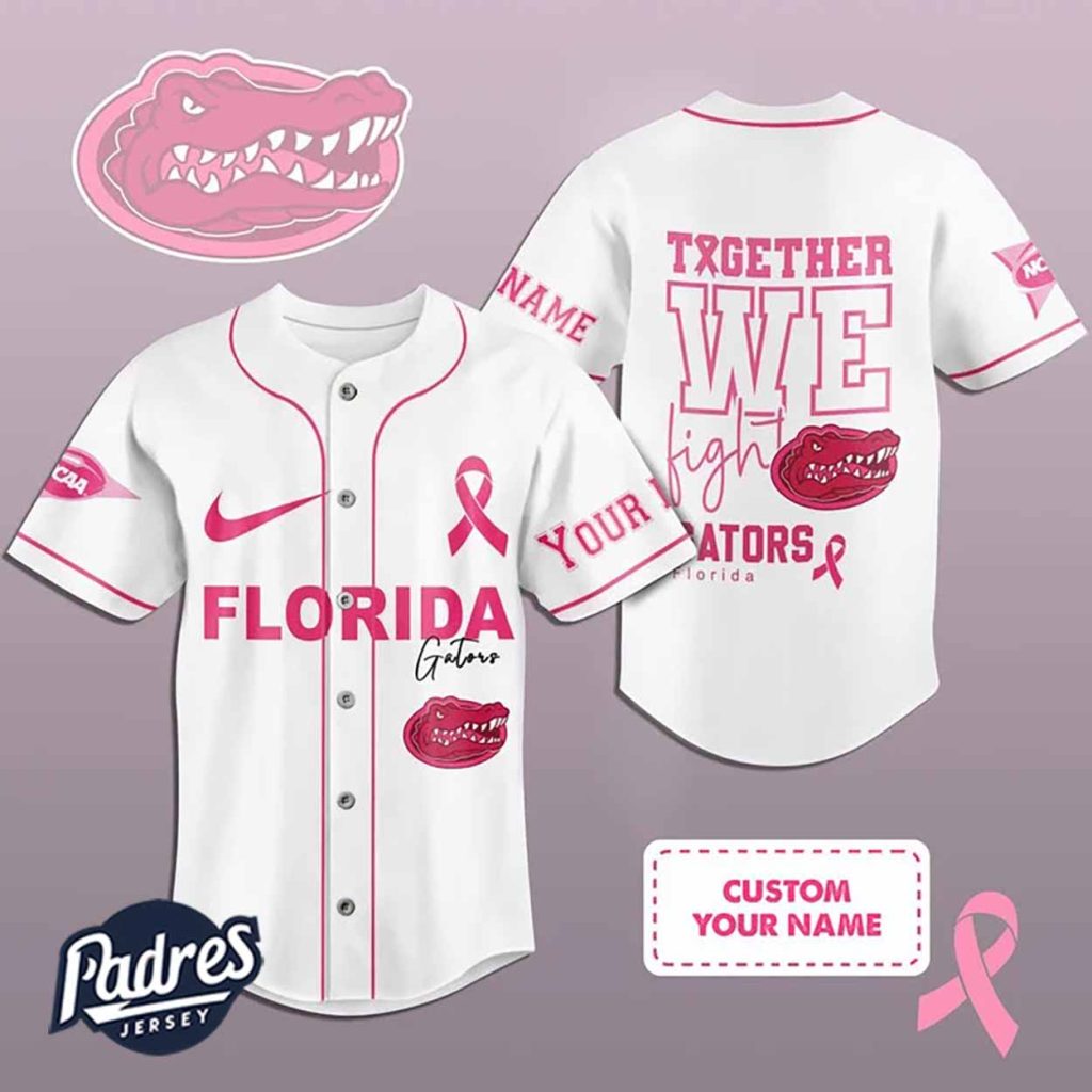 Custom NCAA Florida Gators Breast Cancer Baseball Jersey