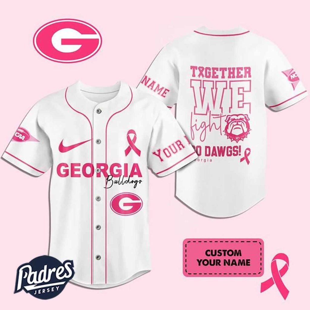 Custom NCAA Georgia Bulldogs Breast Cancer Baseball Jersey