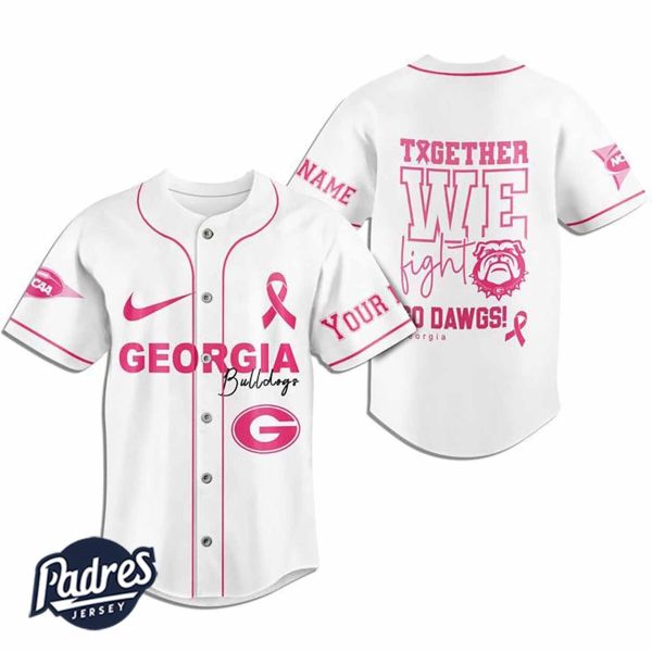 Custom NCAA Georgia Bulldogs Breast Cancer Baseball Jersey 2