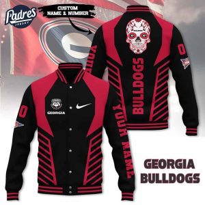 Custom NCAA Georgia Bulldogs Skull Baseball Jacket 1