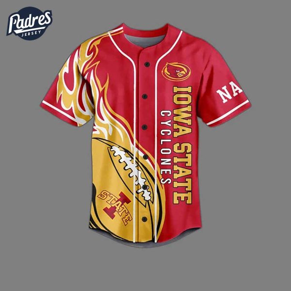 Custom NCAA Iowa State Cyclones Football Baseball Jersey 3