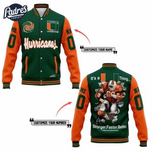 Custom NCAA Miami Hurricanes Football Baseball Jacket 1