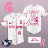 Custom NCAA Michigan State Spartans Breast Cancer Baseball Jersey 1