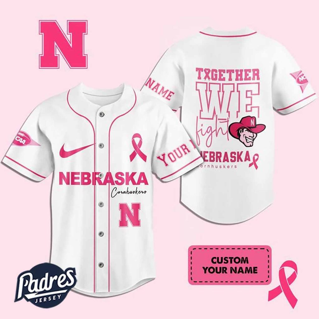 Custom NCAA Nebraska Cornhuskers Breast Cancer Baseball Jersey