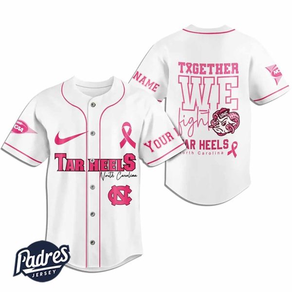 Custom NCAA North Carolina Tar Heels Breast Cancer Baseball Jersey 2