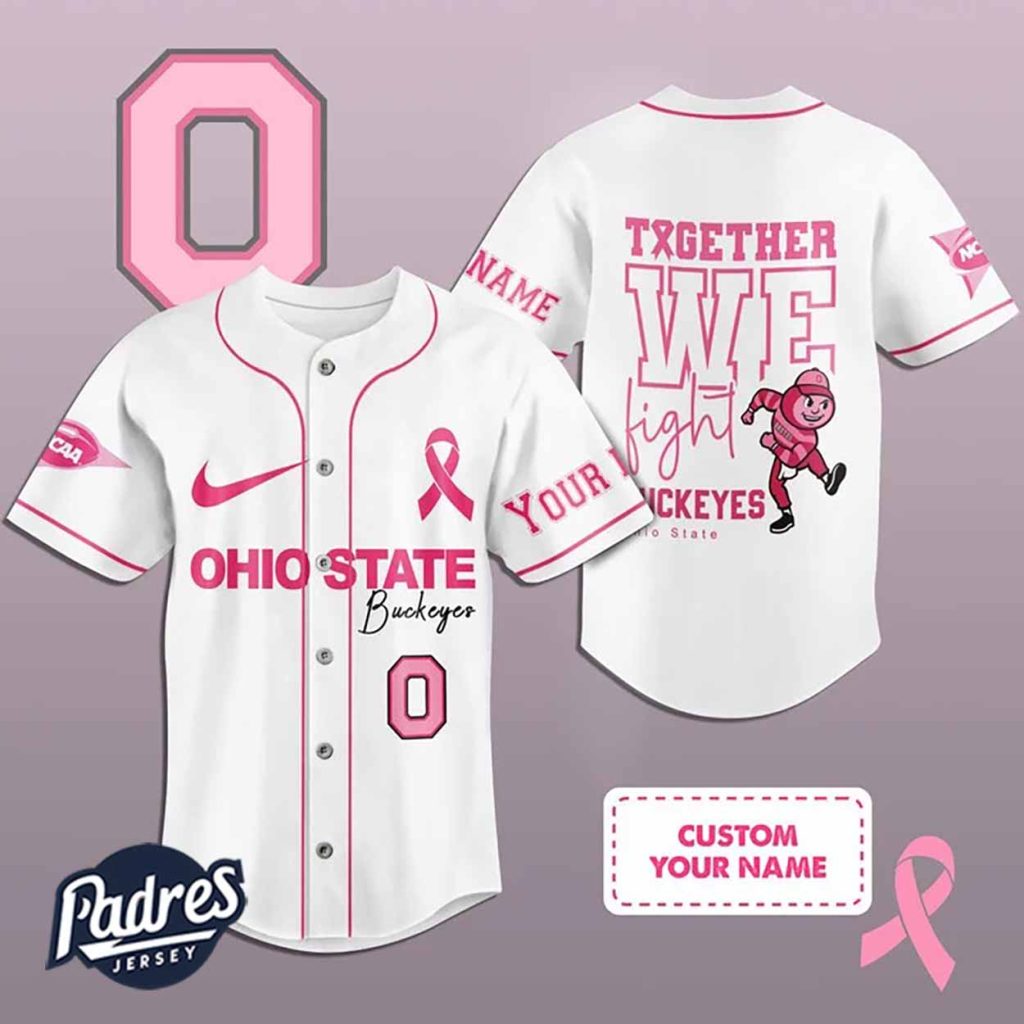 Custom NCAA Ohio State Buckeyes Breast Cancer Baseball Jersey