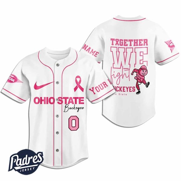 Custom NCAA Ohio State Buckeyes Breast Cancer Baseball Jersey 2