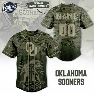 Custom NCAA Oklahoma Sooners Eagle Camo Baseball Jersey 1