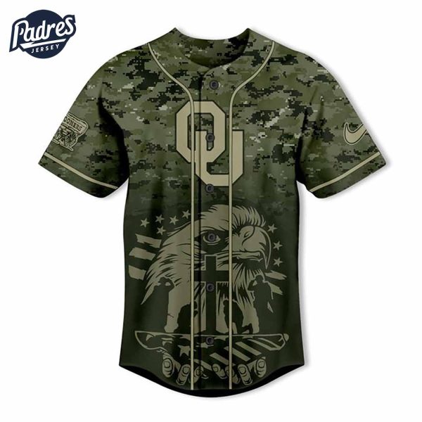 Custom NCAA Oklahoma Sooners Eagle Camo Baseball Jersey 2