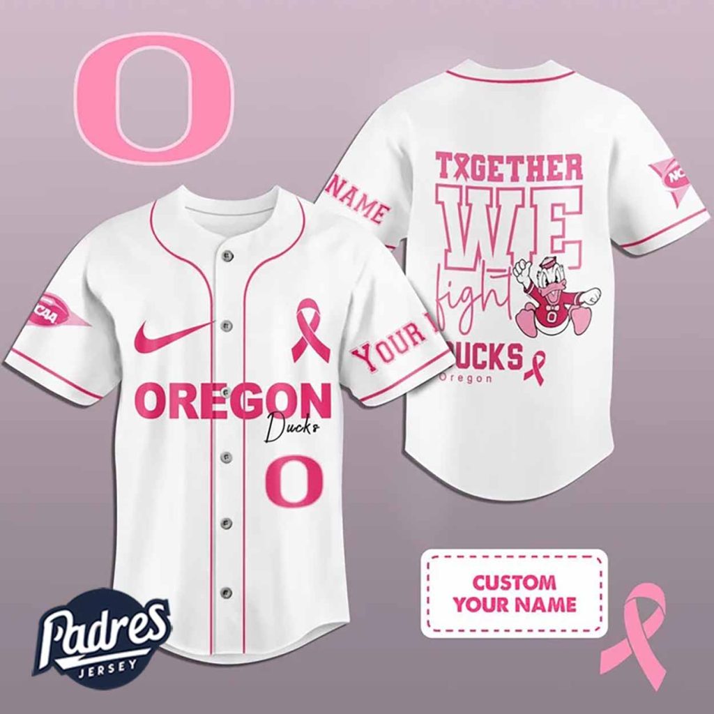 Custom NCAA Oregon Ducks Breast Cancer Baseball Jersey