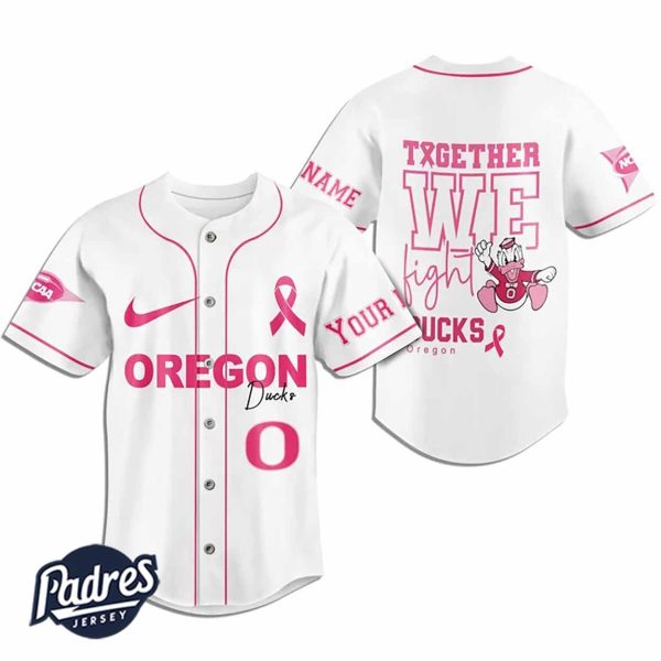 Custom NCAA Oregon Ducks Breast Cancer Baseball Jersey 2