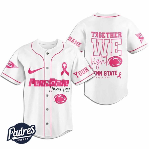 Custom NCAA Penn State Nittany Lions Breast Cancer Baseball Jersey 2