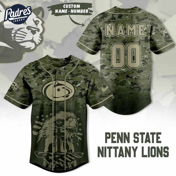 Custom NCAA Penn State Nittany Lions Eagle Camo Baseball Jersey 1