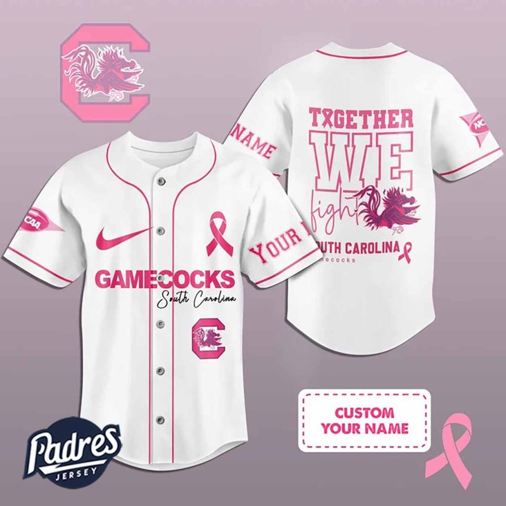 Custom NCAA South Carolina Gamecocks Breast Cancer Baseball Jersey