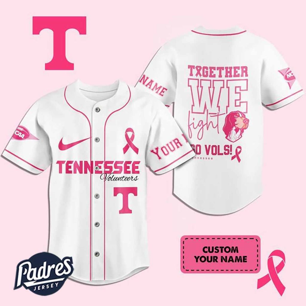 Custom NCAA Tennessee Volunteers Breast Cancer Baseball Jersey