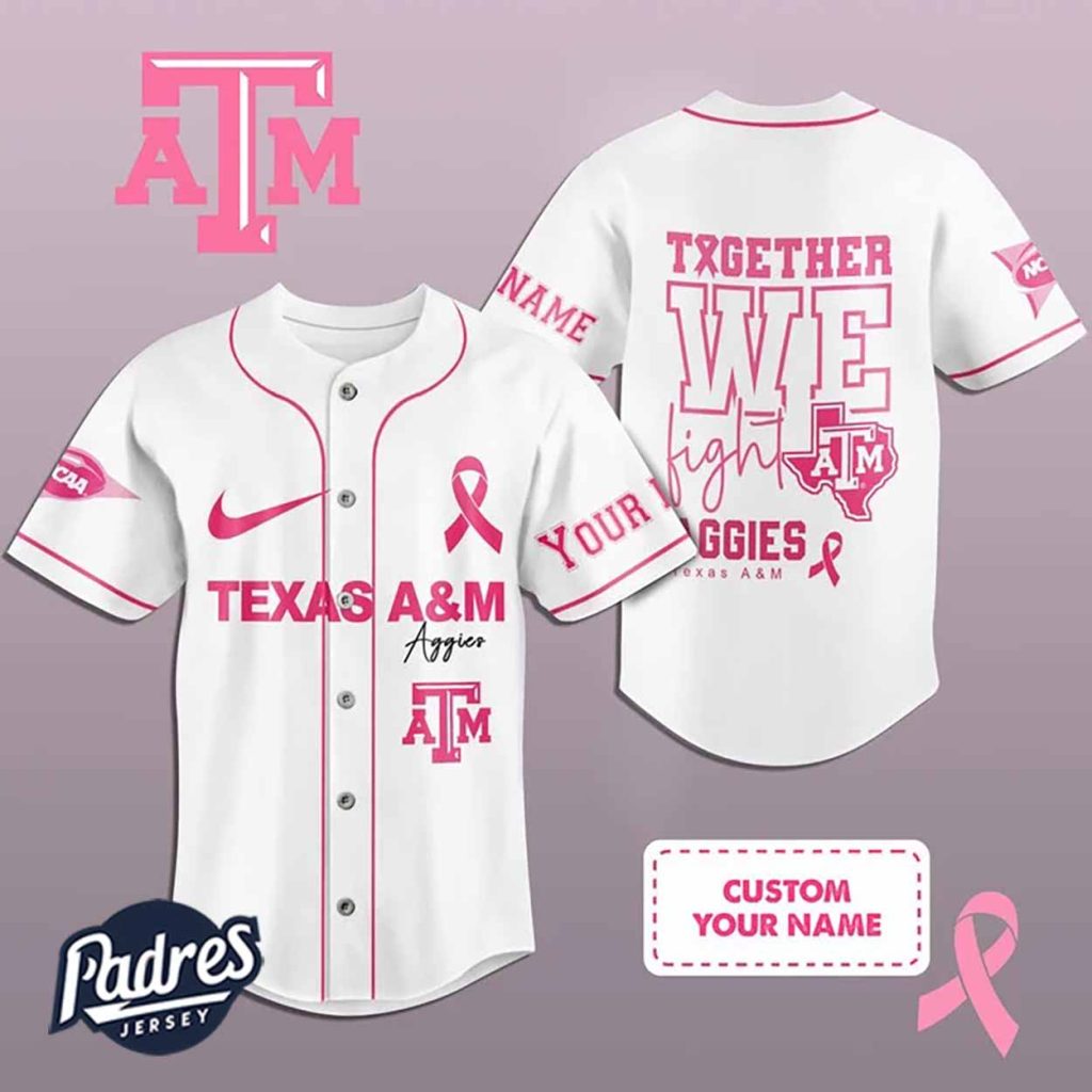 Custom NCAA Texas A&M Aggies Breast Cancer Baseball Jersey