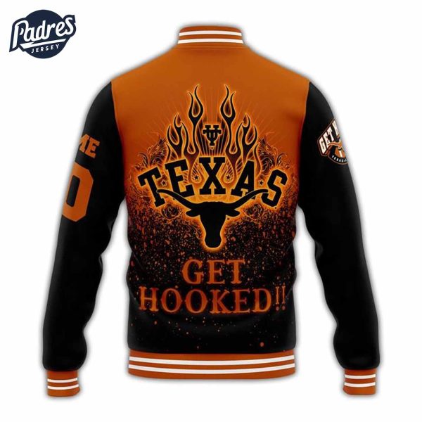 Custom NCAA Texas Longhorns Get Hooked Baseball Jacket 3