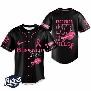 Custom NFL Buffalo Bills Breast Cancer Baseball Jersey 1