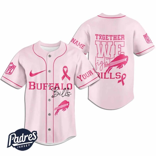 Custom NFL Buffalo Bills Breast Cancer Pink Baseball Jersey 1