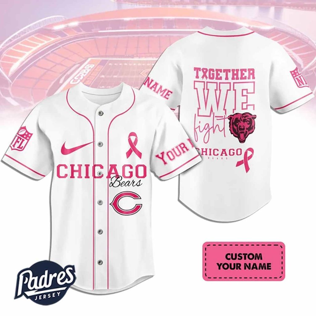 Custom NFL Chicago Bears Breast Cancer Baseball Jersey