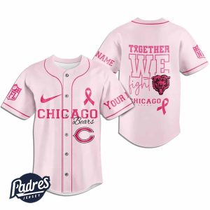 Custom NFL Chicago Bears Breast Cancer Pink Baseball Jersey 1