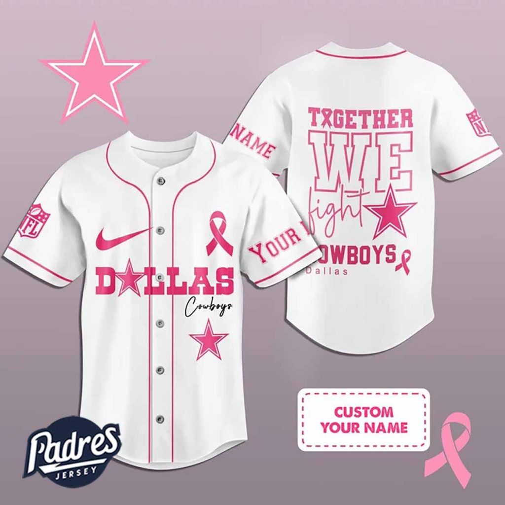 Custom NFL Dallas Cowboys Breast Cancer Baseball Jersey