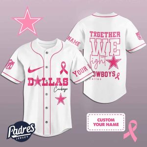 Custom NFL Dallas Cowboys Breast Cancer Baseball Jersey 1