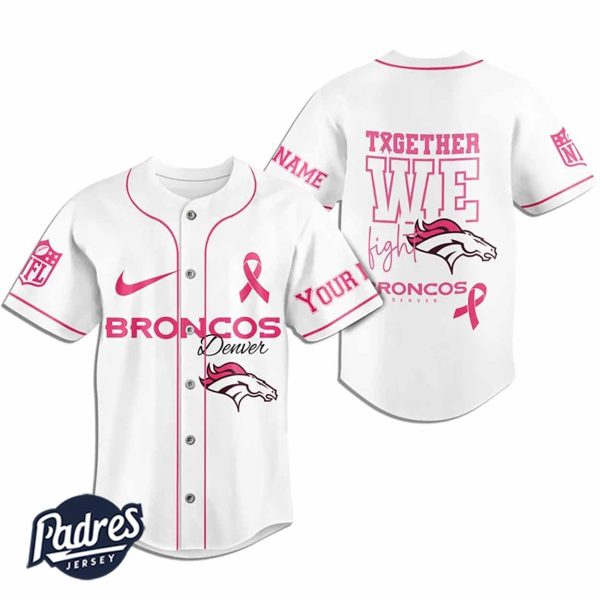 Custom NFL Denver Broncos Breast Cancer Baseball Jersey 1