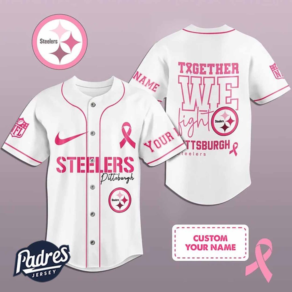 Custom NFL Pittsburgh Steelers Breast Cancer Baseball Jersey