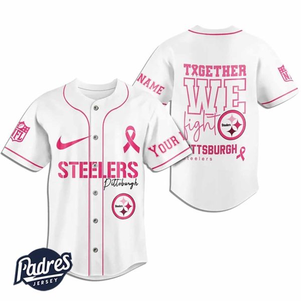 Custom NFL Pittsburgh Steelers Breast Cancer Baseball Jersey 2