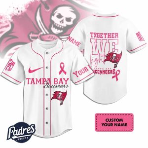 Custom NFL Tampa Bay Buccaneers Breast Cancer Baseball Jersey 1